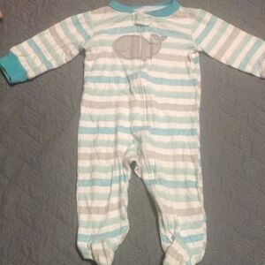 Carter's Blue and White Footies Soft Cotton One Pieces